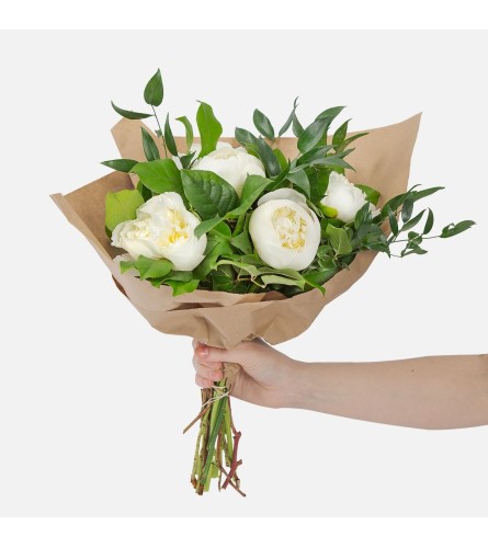 Peony Bouquet wrapped in Craft Paper