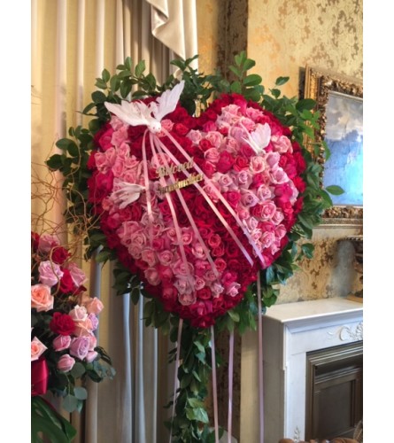 Bleeding Heart of Assorted Pink Roses