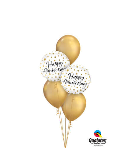 Happy Anniversary Gold Dots Classic Balloon Bouquet