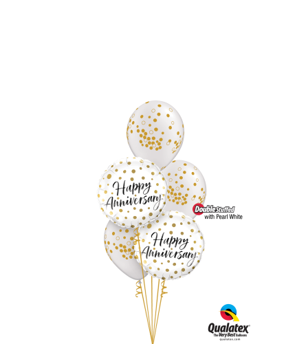 Happy Anniversary Gold Dots Classic Confetti Balloon Bouquet