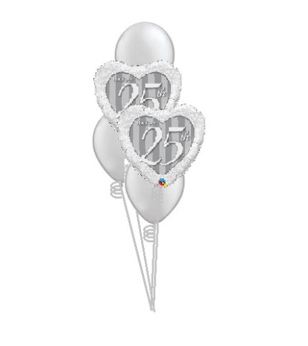 25th Damask Heart Anniversary Classic Balloon Bouquet