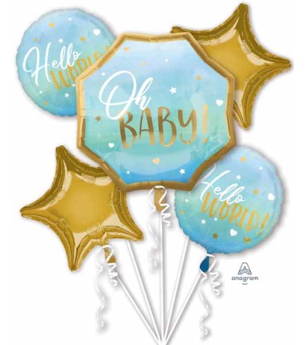 Hello Baby Boy! Super Fun Foil Balloon Bouquet