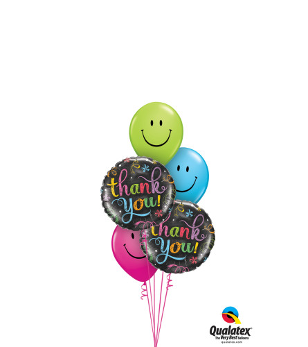 Thank You Chalk Smiley Classic Balloon Bouquet