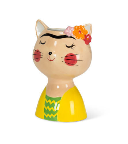 Frida Kahlo Cat Flower Pot (med)