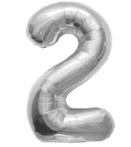 34" Silver Number 2 Balloon