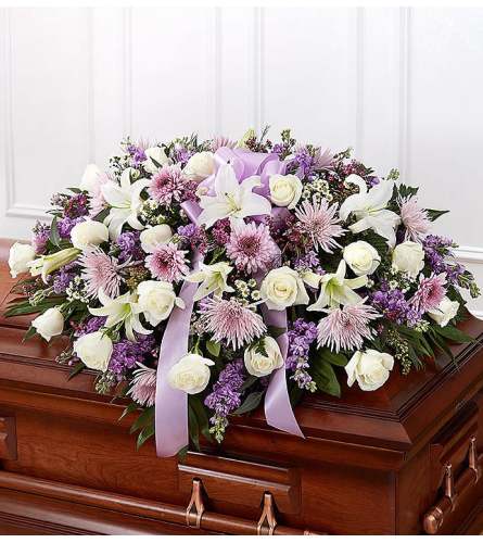 Lavender and White Mixed FlowerCasket Spray