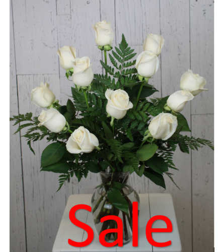 Dozen White Rose Bouquet