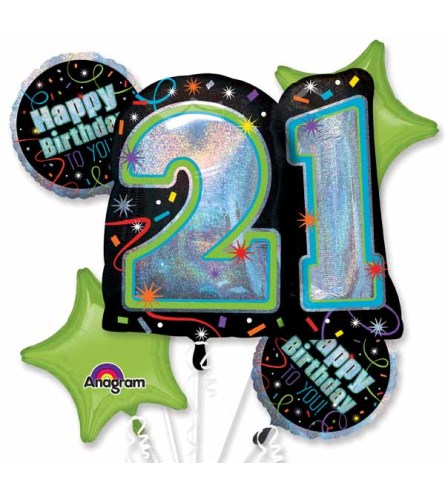 21st Brilliant Birthday Super Fun Foil Bouquet