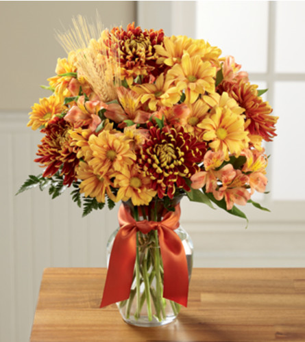 The FTD Autumn Roads Bouquet Vase Arrangement