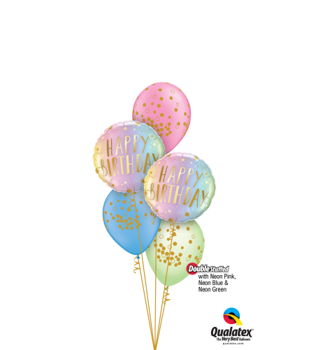 Nifty Neon Birthday Classic Confetti Balloon Bouquet