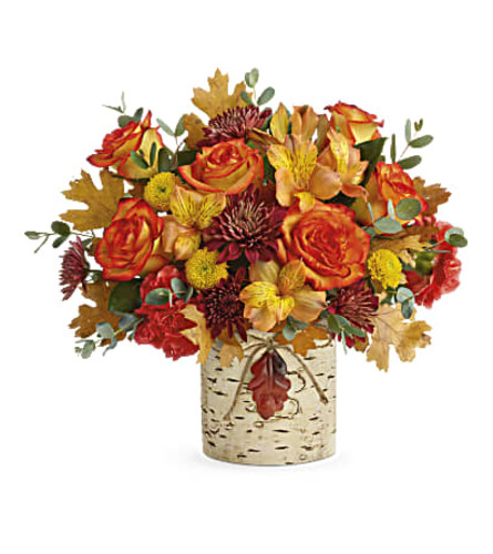 Autumn Colors Bouquet with Leaf Accent