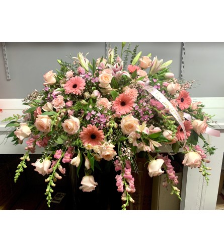 Casket Spray of Soft Pink Blooms