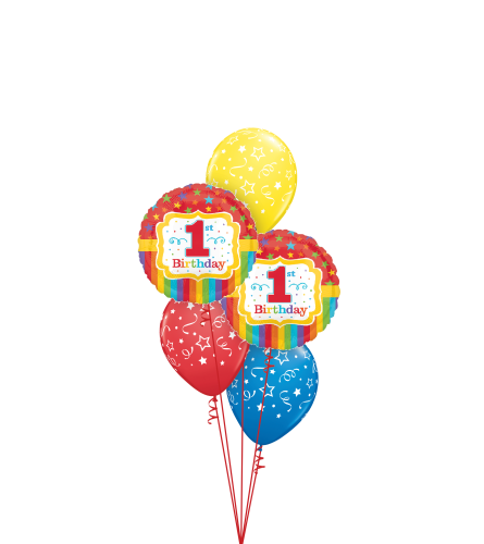 Rainbow 1st Birthday Classic Balloon Bouquet