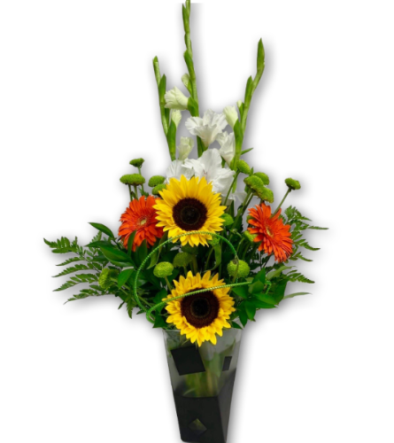 Wide-Eyed Whimsical Floral Arrangement in Premium Polish Vase