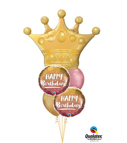 Golden Crown Birthday Rose Gold Cheerful Balloon Bouquet