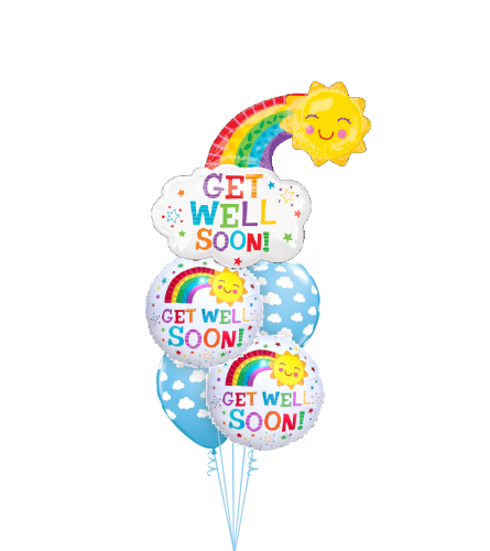 Get Well Happy Rainbow Cheerful Balloon Bouquet