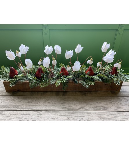 Red Pear / White Flower Centerpiece