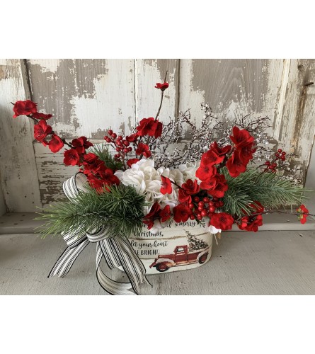 Red Truck Hydrangea Centerpiece