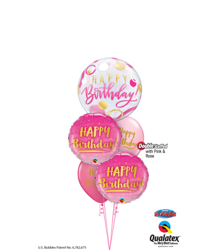 Pink & Gold Birthday Fun Cheerful Bubble Balloon Bouquet