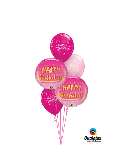 Pink Happy Birthday Classic Balloon Bouquet