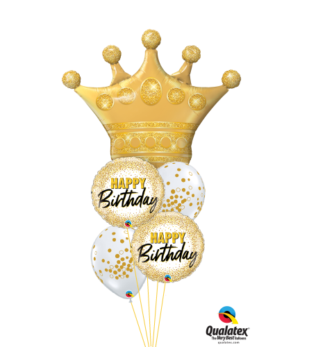 Golden Crown Birthday Glitter Dots Cheerful Balloon Bouquet