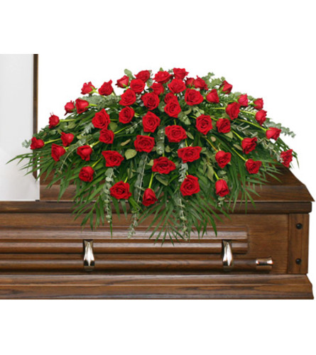 Majestic Red Casket Cover