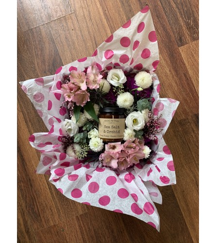 Box of Flowers + Candle