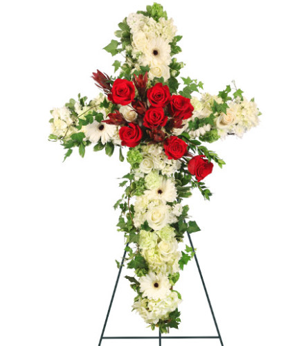 Peaceful Crossover in Red Standing Spray