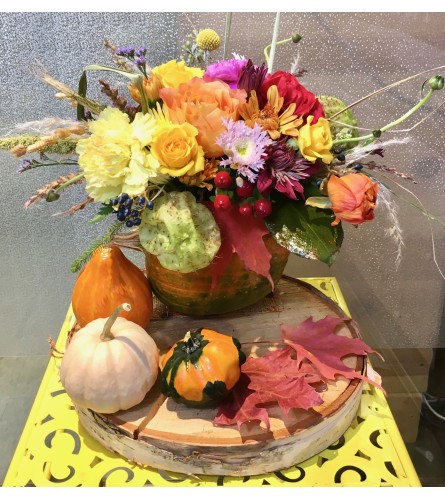 Fun Thanksgiving Centerpiece. An arrangement by Say It With Flowers.