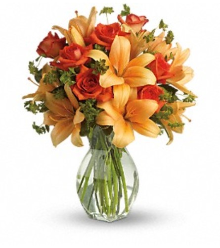 Fiery Orange Lily and Rose