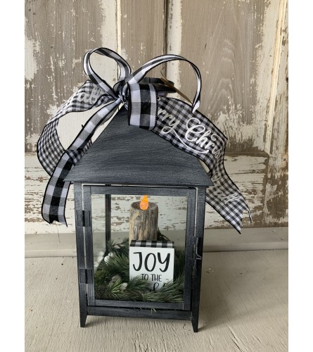 Buffalo Plaid Joy Lantern