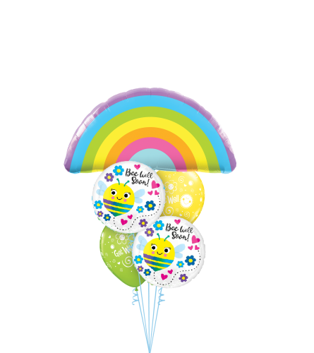 Radiant Rainbow Bee Well Soon Cheerful Balloon Bouquet