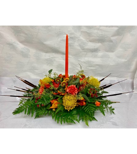 Oblong Cattail Thanksgiving Centerpiece