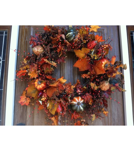 LARGE WREATH - Deluxe. An arrangement by Flowers by Priscilla.