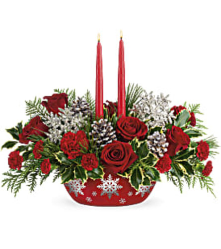 T F Winter's Eve Centerpiece - Deluxe. An arrangement by Blossoms On The Trail.