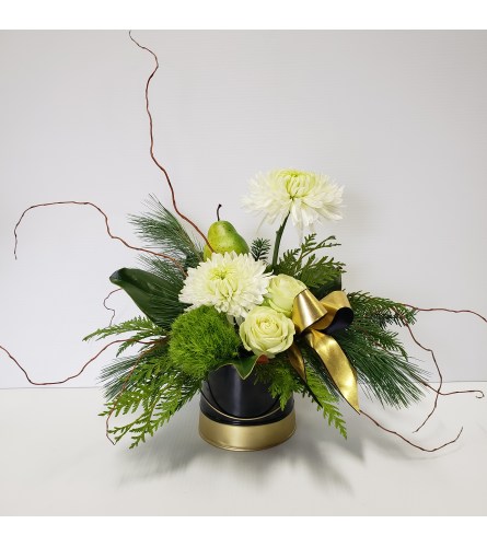 Luxe gold and green. An arrangement by Prestige Floral.
