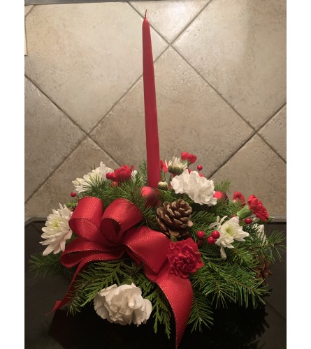 "Make at Home" Christmas Traditional Centerpiece with candle