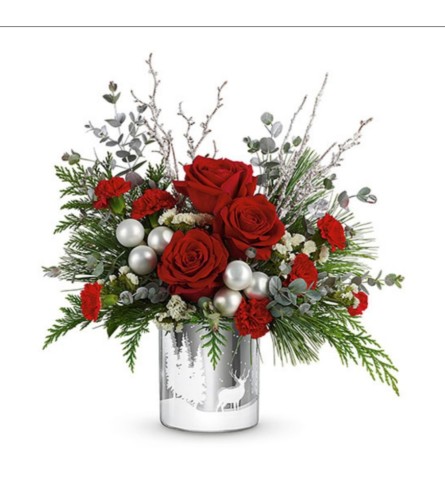 Sterling Winter Sparkle. An arrangement by The Garden Gate Gifts and Florals.