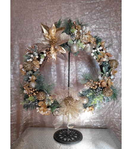 Custom Grapevine Wreath - Deluxe. An arrangement by Langdon Florist of Tribeca.