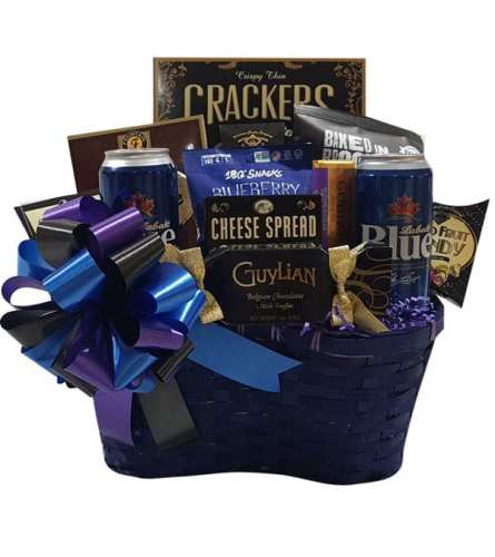Beer Snack Gift Basket. An arrangement by Cambridge Flowers and Co.