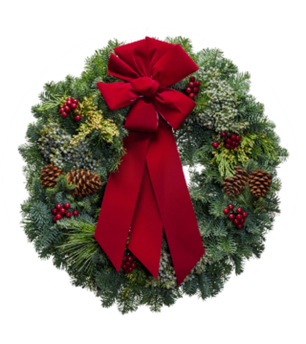 Fresh Tradiitional Wreath with Red Berries