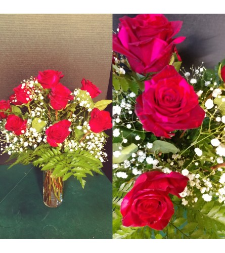 Dozen Exotic Red Roses. An arrangement by Pandora's Posies.
