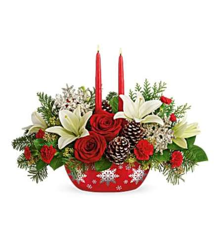 Teleflora's Snowflake Treasures Centerpiece Flower Arrangement