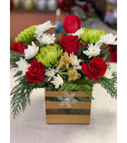 Golden Snowflake Vase Arrangement