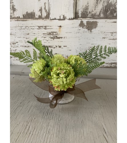 Green Floral Cement Pot