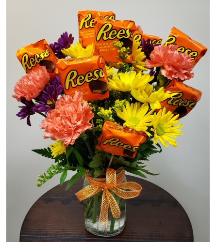 Flowering PB Cup Candy Arrangement