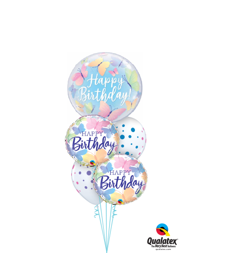 Butterfly Birthday Wishes Cheerful Bubble Balloon Bouquet