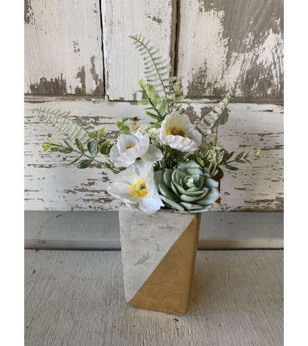 Color Blocked White Floral Vase. An arrangement by Metcalfe Florist and Pleasant View Greenhouses.