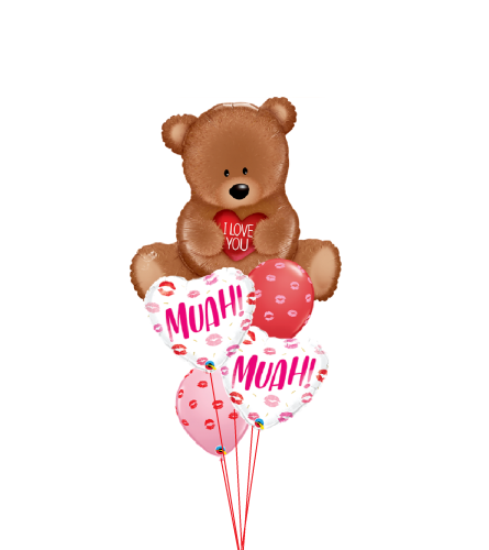 Bear Kisses Cheerful Balloon Bouquet