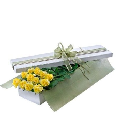 12 Yellow Roses Boxed